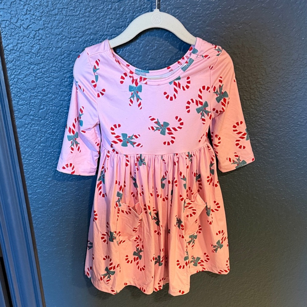 Mila & Rose Pink Candy Cane Christmas Dress